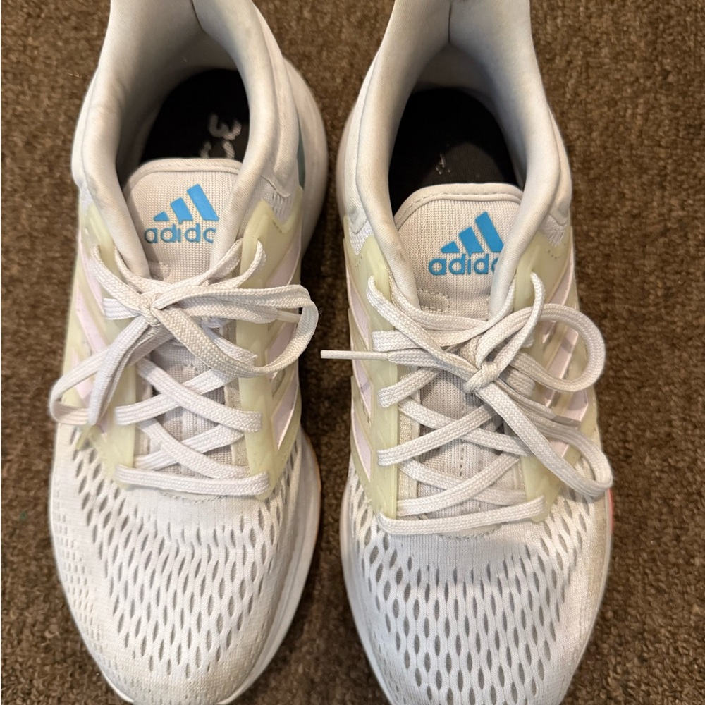 Adidas White and Blue Athletic Sneakers